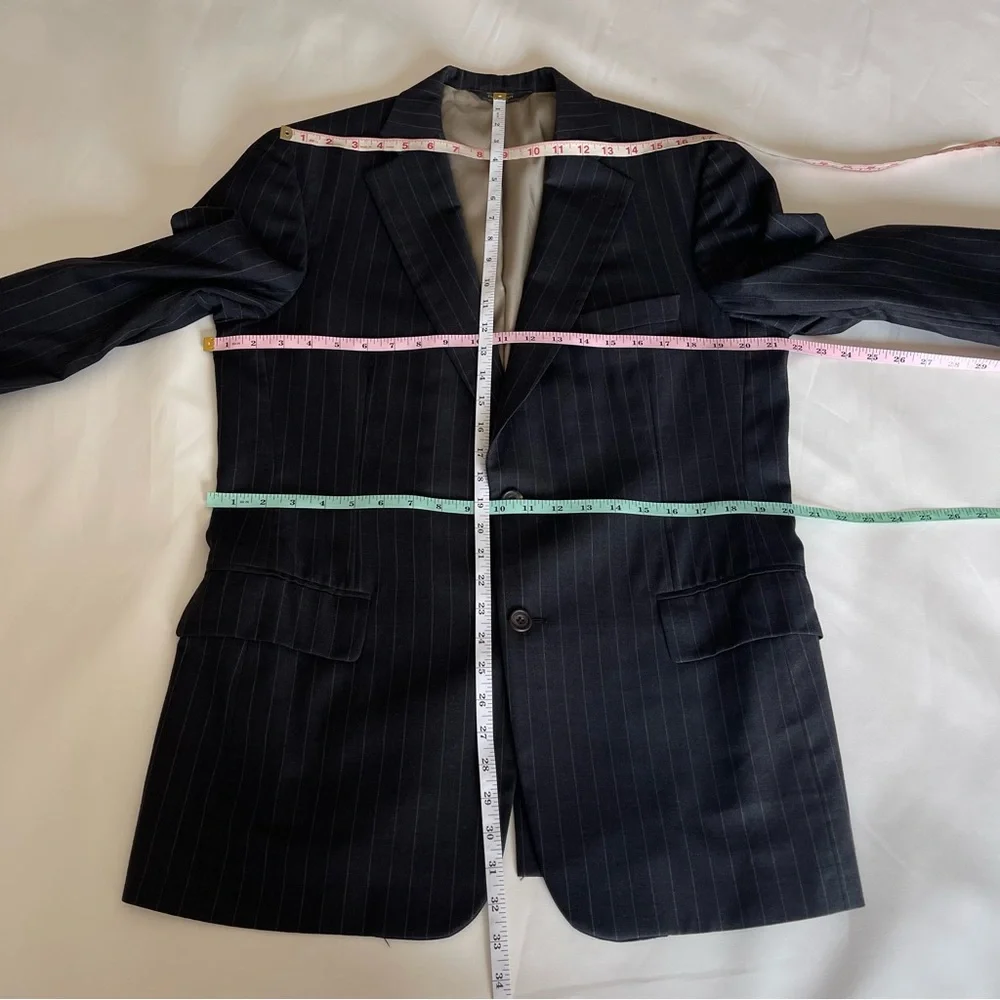 Paul Stuart Wool Woven Multicolor Pinstripe Blazer 40 R Grey Sport Coat